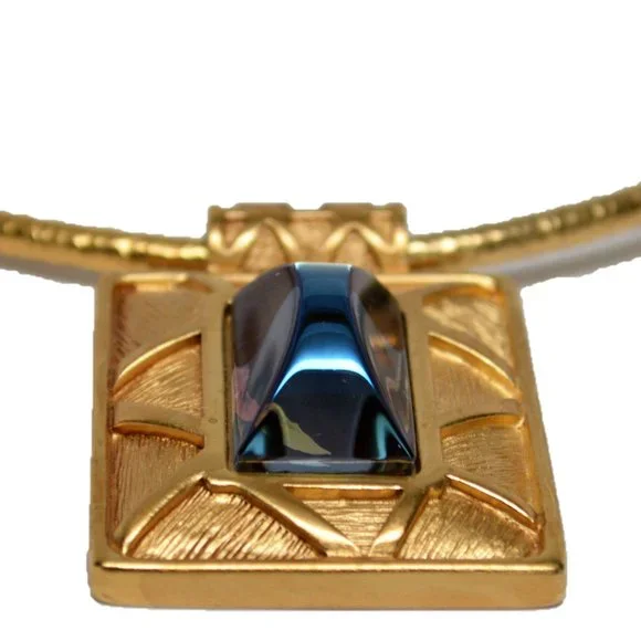 Givenchy brushed matt Gold-plated Cabochon Faux Stone Choker Collar Necklace